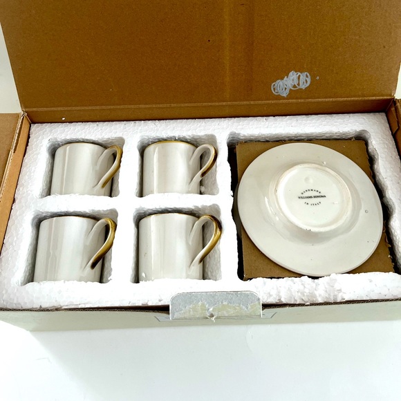 Williams Sonoma Italian Cup & Saucer Espresso Set of 4 NOS - Picture 1 of 7